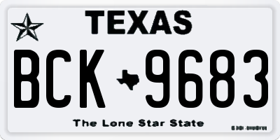 TX license plate BCK9683