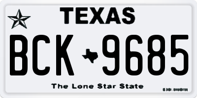 TX license plate BCK9685