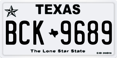 TX license plate BCK9689