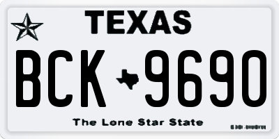 TX license plate BCK9690