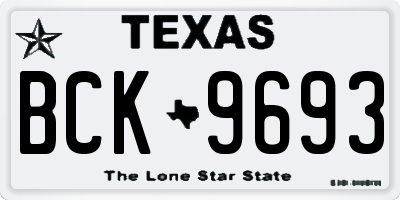 TX license plate BCK9693