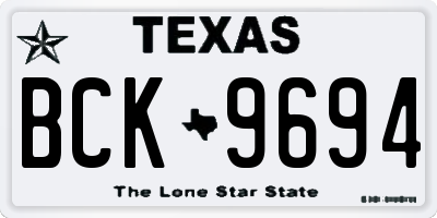 TX license plate BCK9694