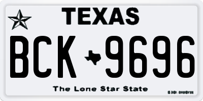 TX license plate BCK9696