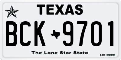 TX license plate BCK9701