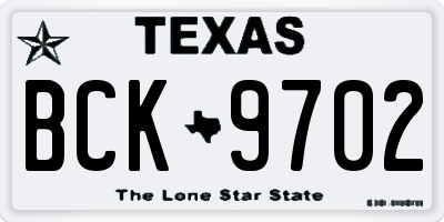 TX license plate BCK9702