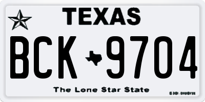 TX license plate BCK9704