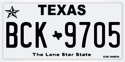 TX license plate BCK9705