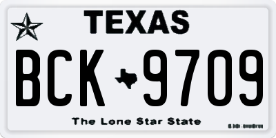 TX license plate BCK9709