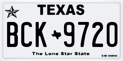 TX license plate BCK9720