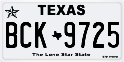 TX license plate BCK9725