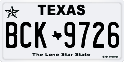 TX license plate BCK9726