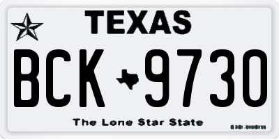 TX license plate BCK9730