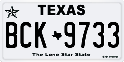 TX license plate BCK9733