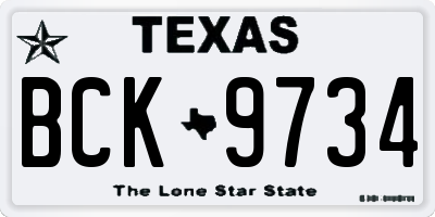 TX license plate BCK9734