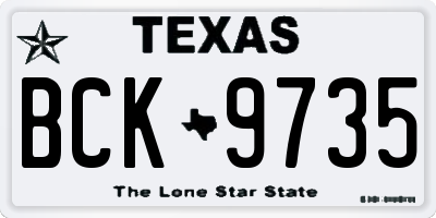 TX license plate BCK9735