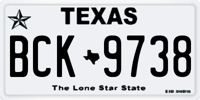 TX license plate BCK9738