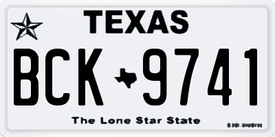 TX license plate BCK9741