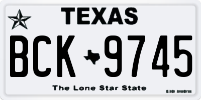 TX license plate BCK9745