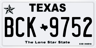 TX license plate BCK9752