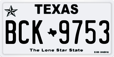 TX license plate BCK9753