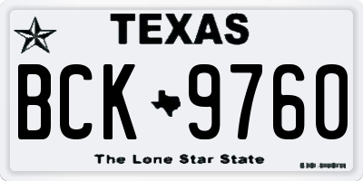 TX license plate BCK9760