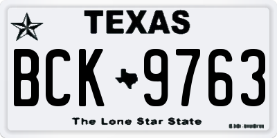 TX license plate BCK9763