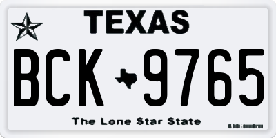 TX license plate BCK9765