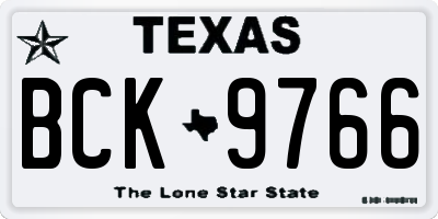 TX license plate BCK9766