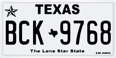 TX license plate BCK9768