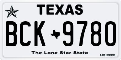 TX license plate BCK9780
