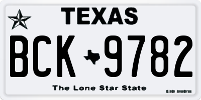 TX license plate BCK9782