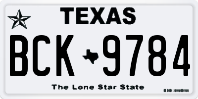 TX license plate BCK9784