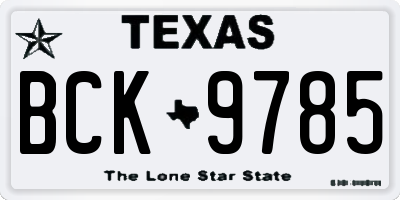 TX license plate BCK9785
