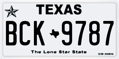 TX license plate BCK9787