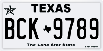 TX license plate BCK9789
