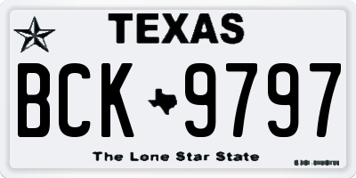 TX license plate BCK9797