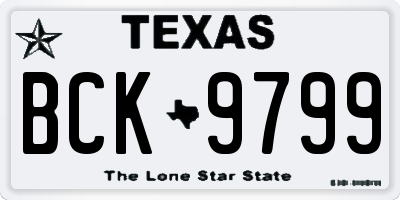 TX license plate BCK9799