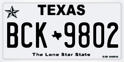 TX license plate BCK9802