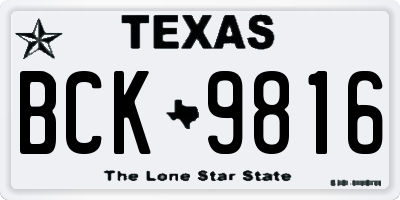 TX license plate BCK9816