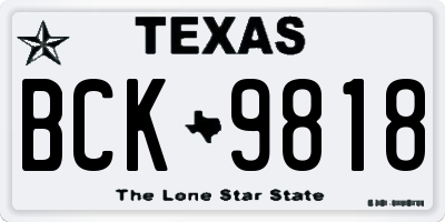 TX license plate BCK9818