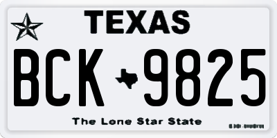 TX license plate BCK9825