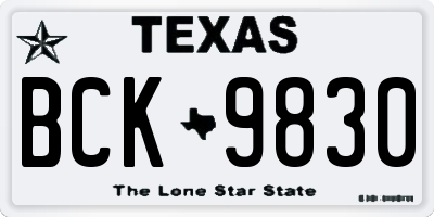 TX license plate BCK9830