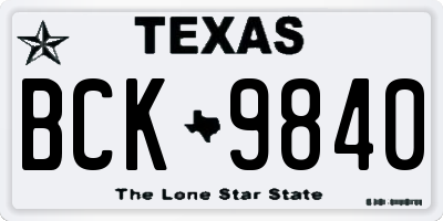 TX license plate BCK9840