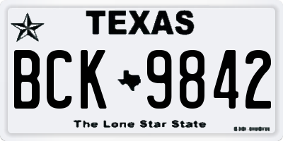 TX license plate BCK9842
