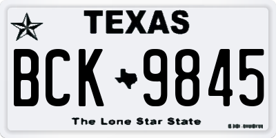 TX license plate BCK9845
