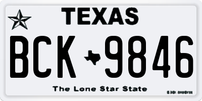 TX license plate BCK9846