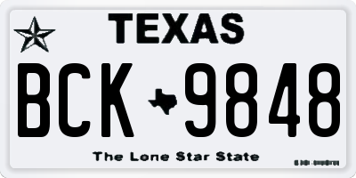 TX license plate BCK9848