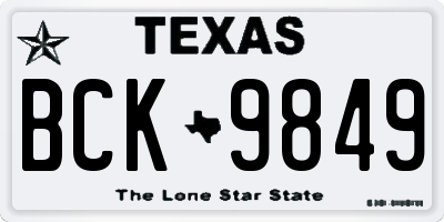 TX license plate BCK9849