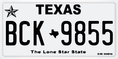 TX license plate BCK9855
