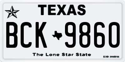 TX license plate BCK9860